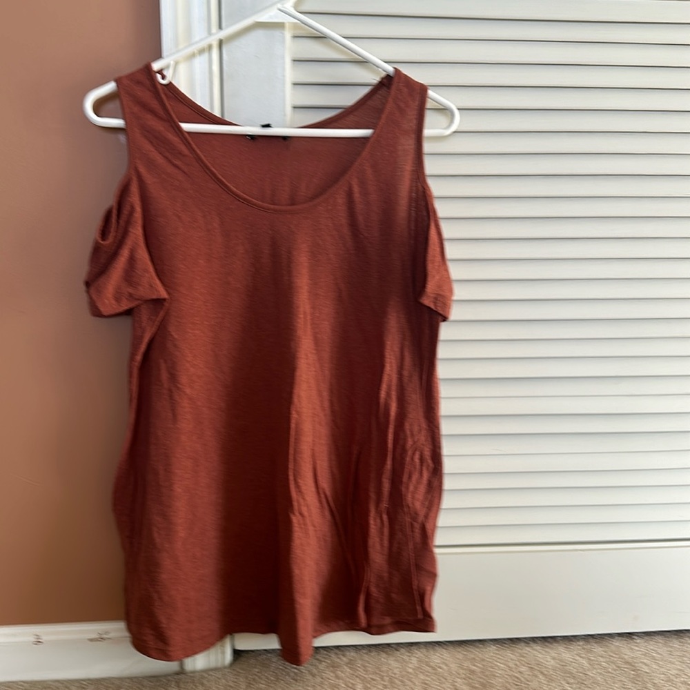 ASOS Maternity Cold Shoulder T-shirt Burnt Orange Size 10
